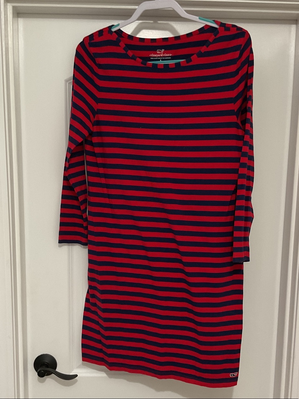 Vineyard Vines Red and Navy Striped Midi Dress